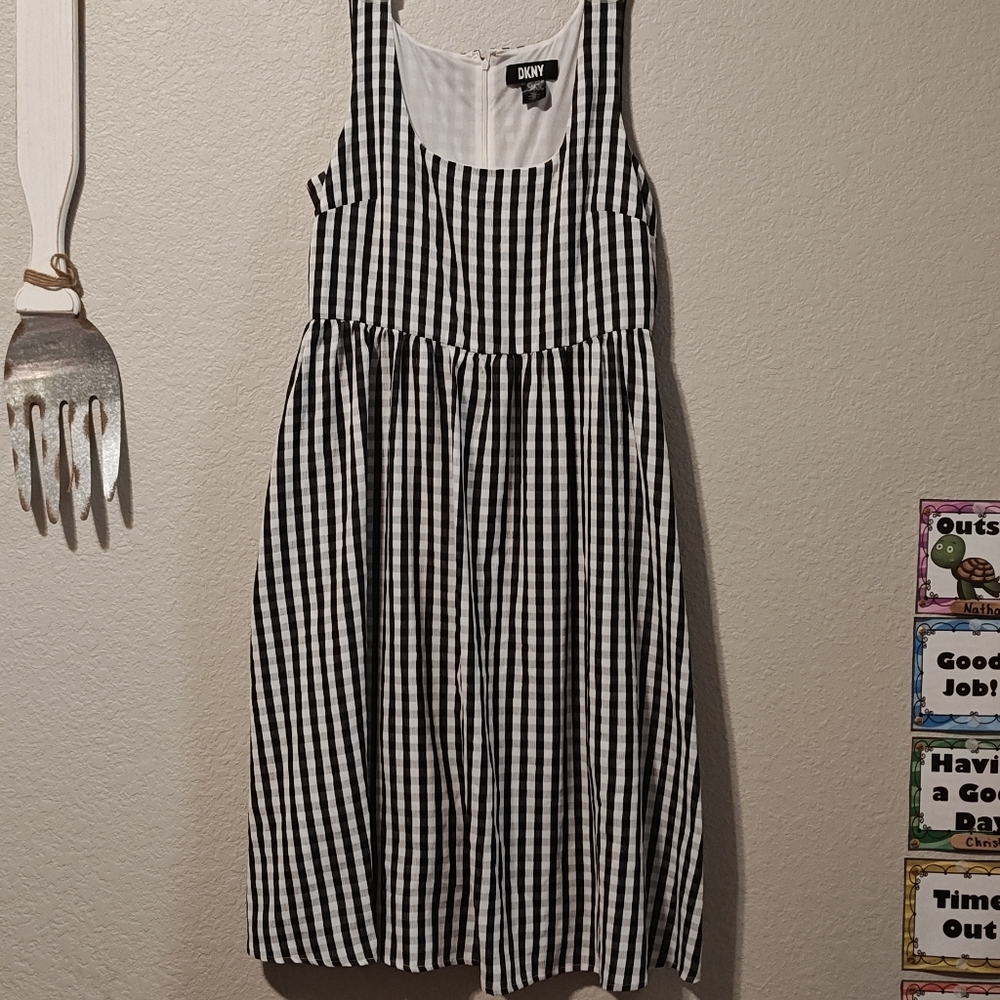 DKNY Black and White Checkered Dress